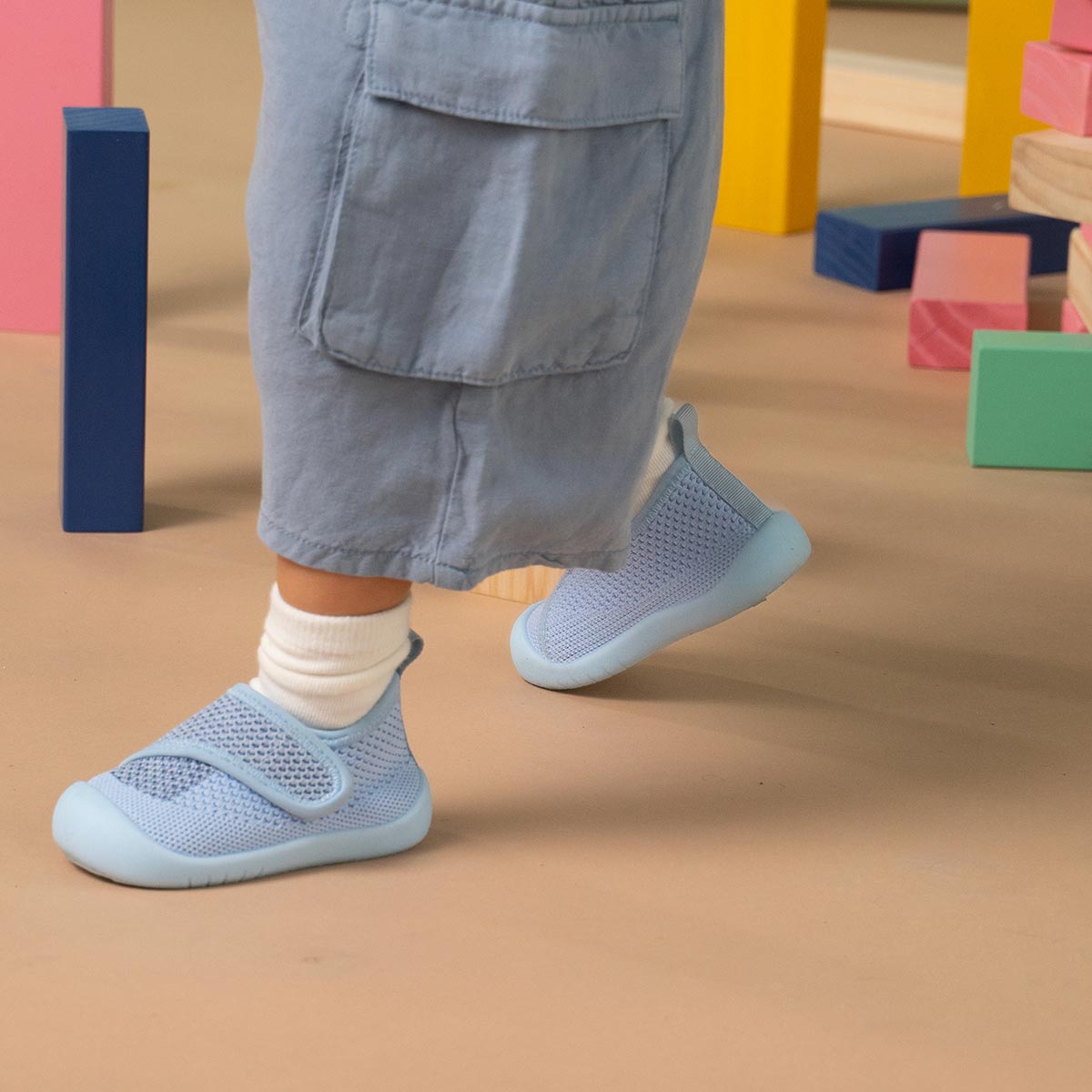  light blue slip-on shoes