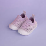 pink knit baby shoes