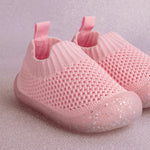 glitter pink baby shoes