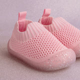 glitter pink baby shoes