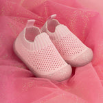 glitter pink baby shoes
