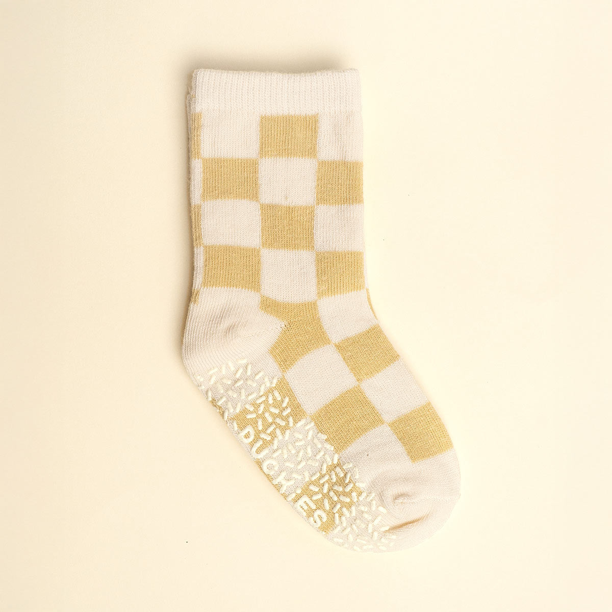 Checkered sock with white and yellow