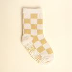 Checkered sock with white and yellow