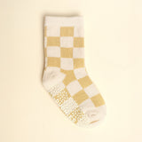 Checkered sock with white and yellow