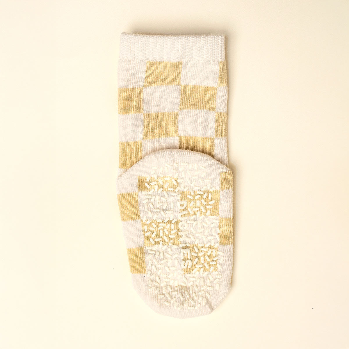 White and yellow checkered sock