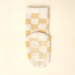 White and yellow checkered sock